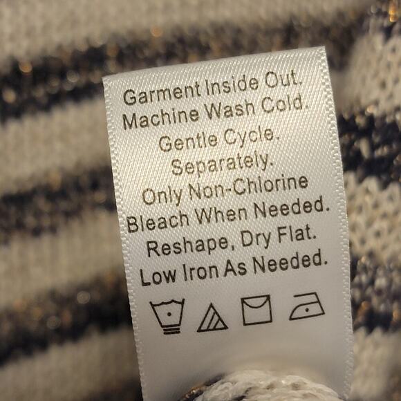 Coldwater Creek Cardigan S/8 Coastal Grandma Lagenlook Metallic Striped #366 - Picture 10 of 12